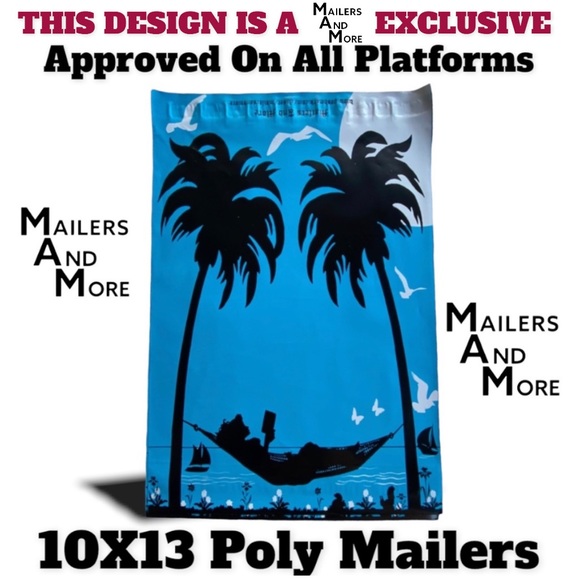 50 10X13 Poly Mailers Girl Hammock Palm Trees Shipping Envelopes PRICE IS FIRM - Picture 3 of 6